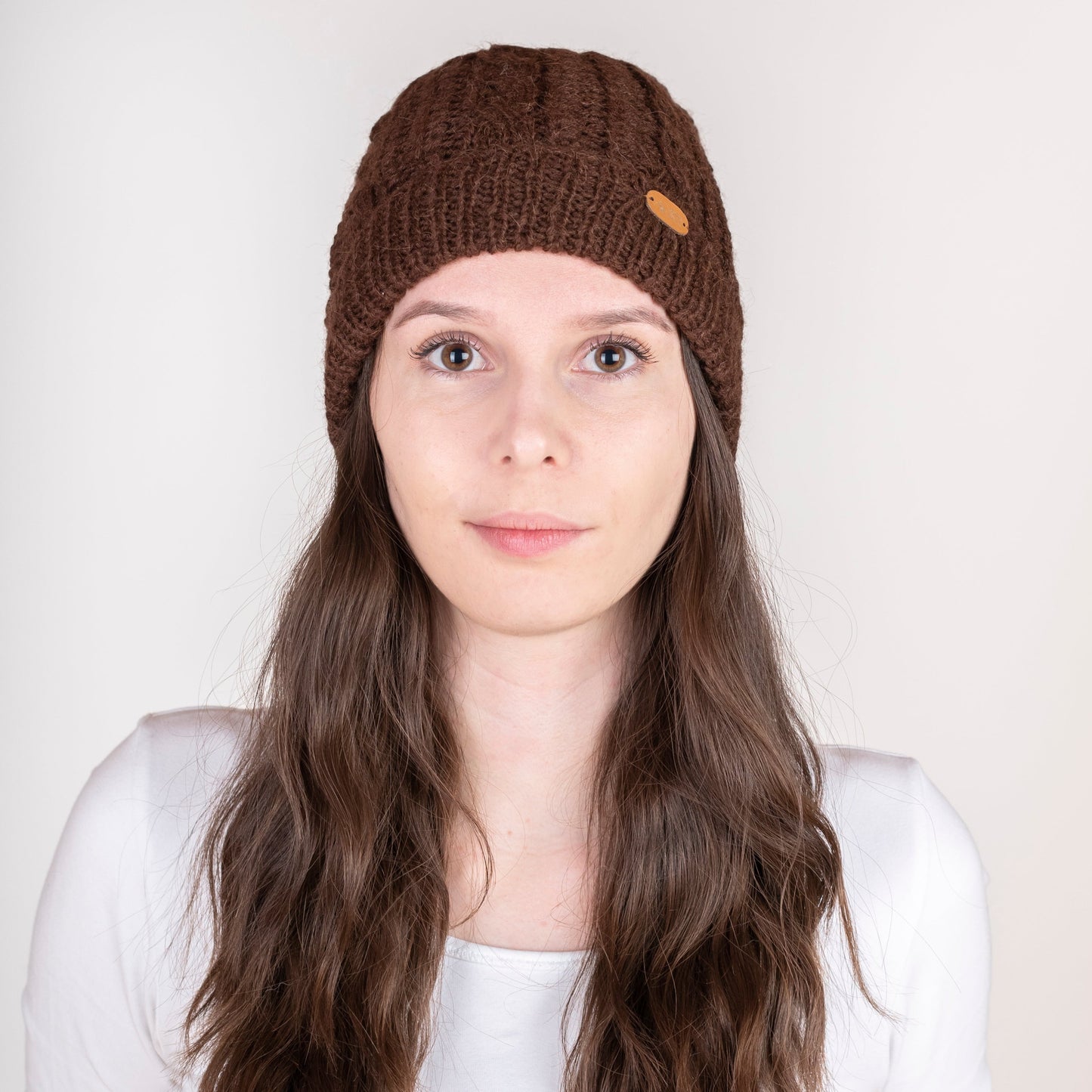 Strickhaube mit Zopfmuster