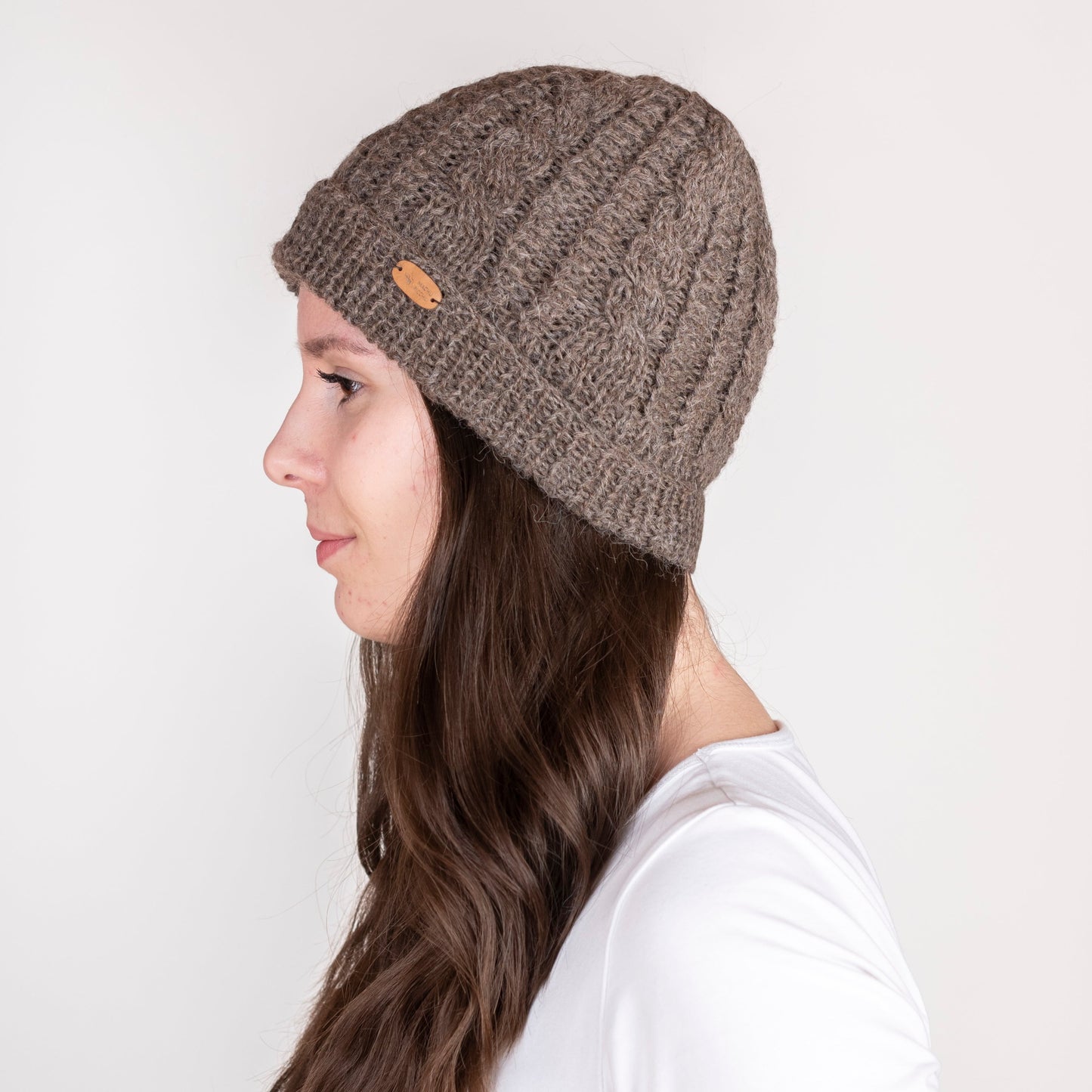 Strickhaube mit Zopfmuster