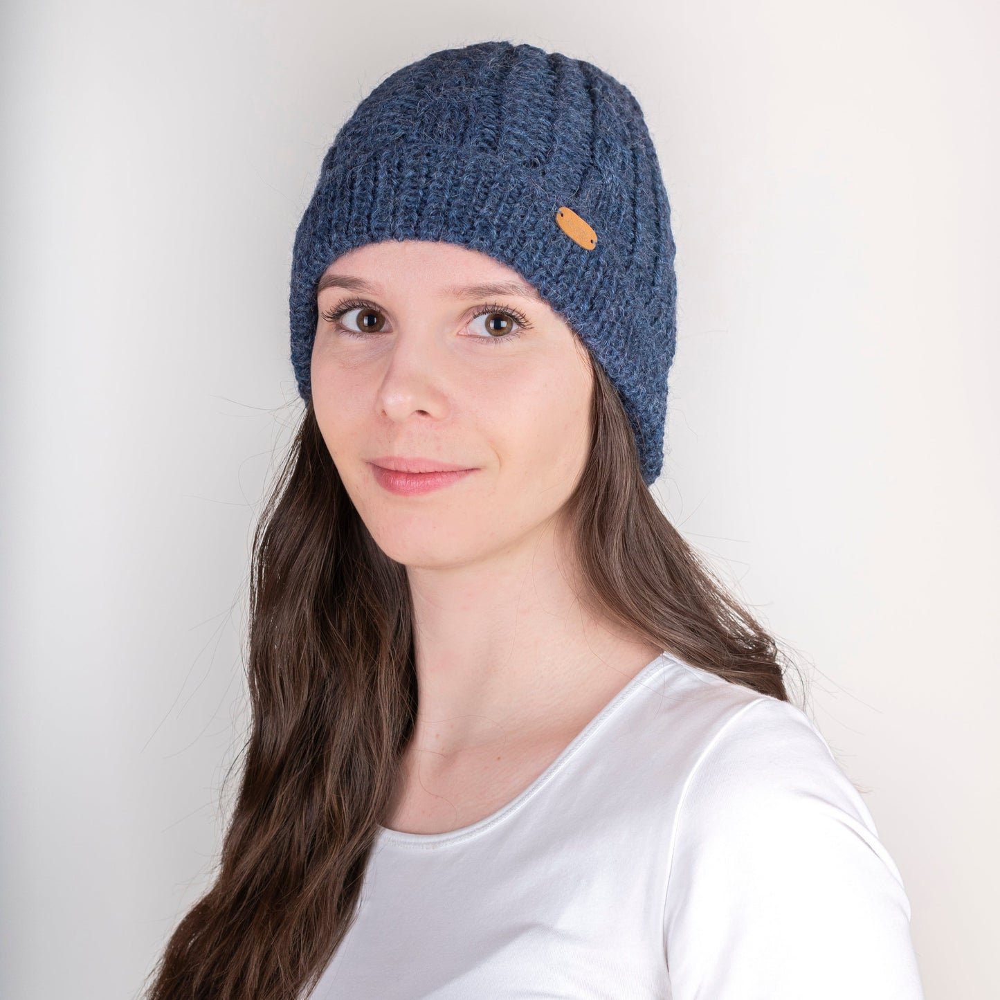 Strickhaube mit Zopfmuster