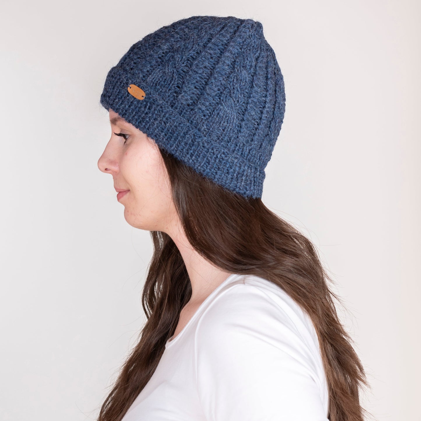 Strickhaube mit Zopfmuster