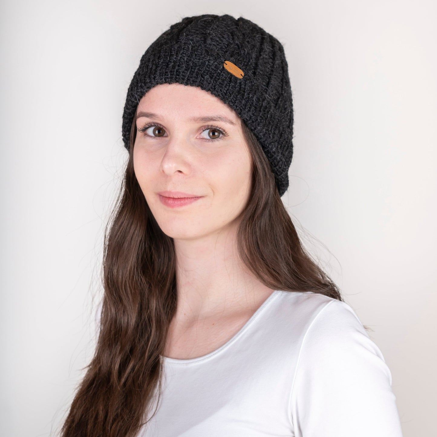 Strickhaube mit Zopfmuster