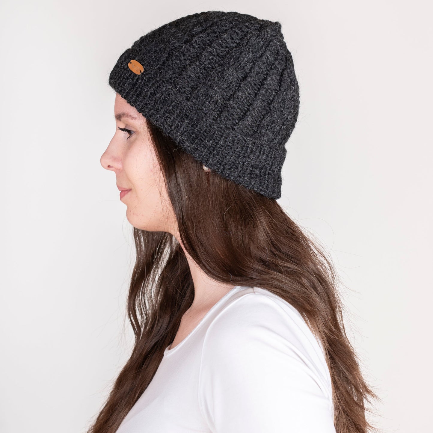 Strickhaube mit Zopfmuster