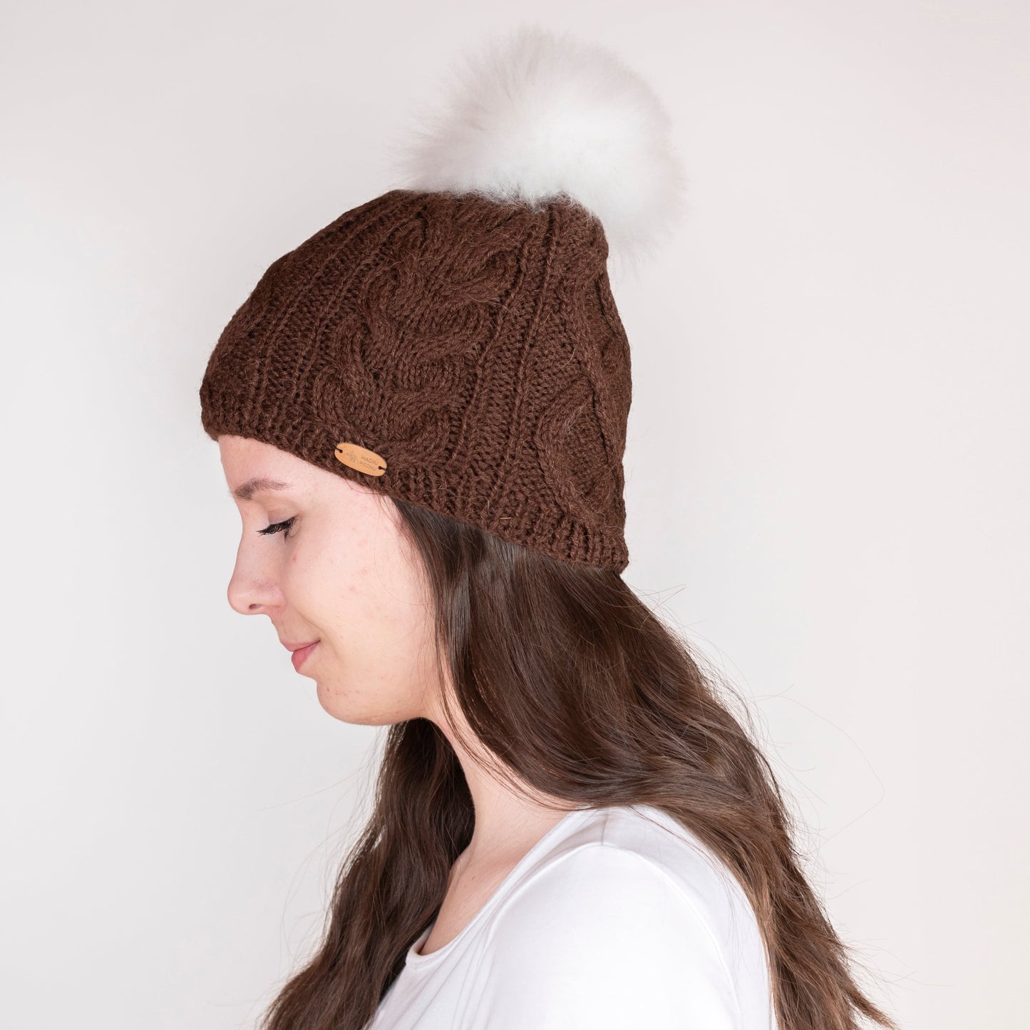 Strickhaube mit Pompon