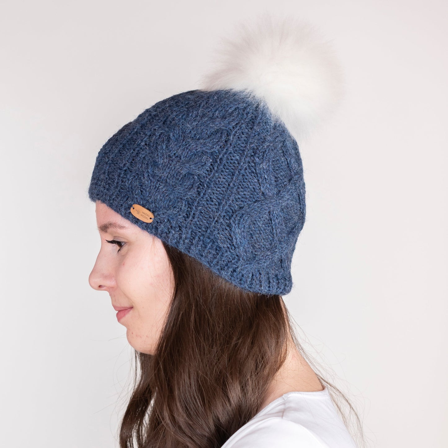 Strickhaube mit Pompon