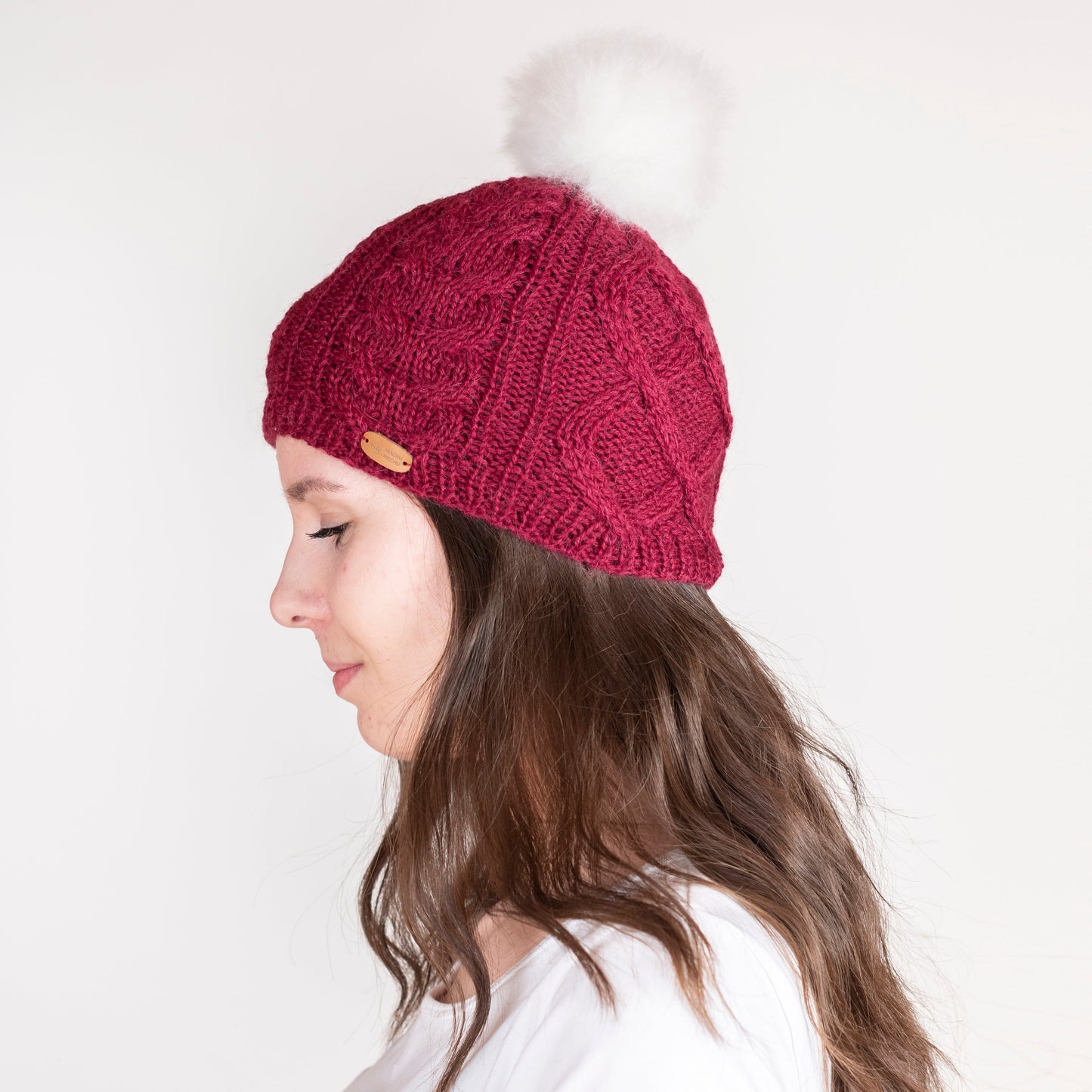 Strickhaube mit Pompon