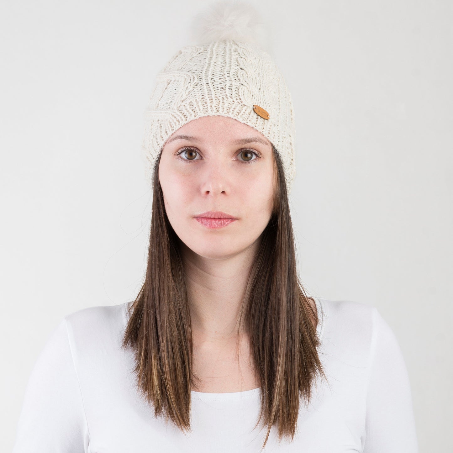 Strickhaube mit Pompon