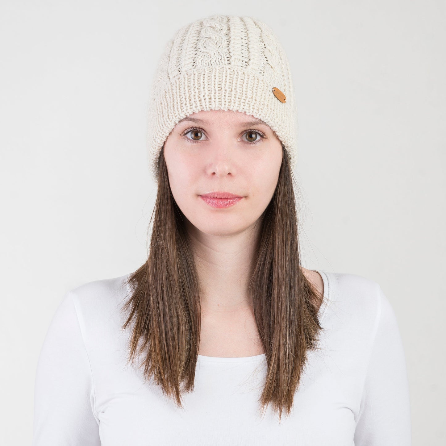 Strickhaube mit Zopfmuster